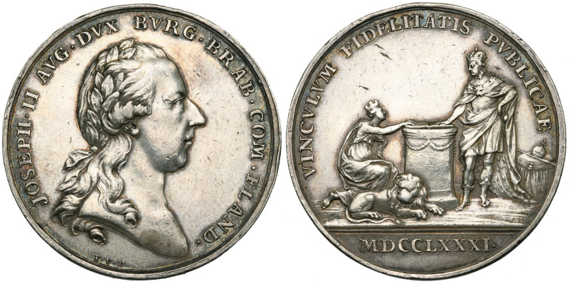 PAYS-BAS MERIDIONAUX, AR médaille, 1781, Th. van Berckel. Inauguration de Joseph...