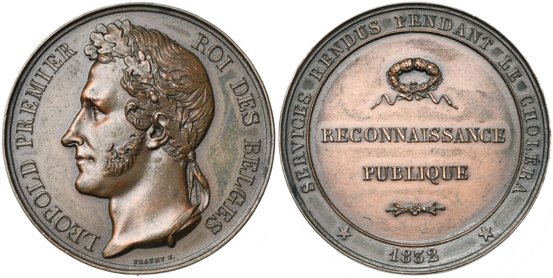 BELGIQUE, AE médaille, 1832 (1833), Braemt. Services rendus pendant l'épidémie d...