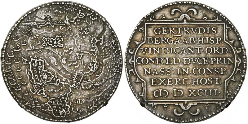 PAYS-BAS SEPTENTRIONAUX, AR médaille, 1593, G. van Bijlaer. Reconquête de Geertr...