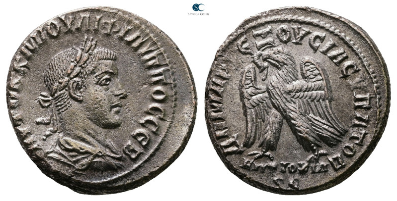 Seleucis and Pieria. Antioch. Philip II AD 247-249. 
Billon-Tetradrachm

17 m...