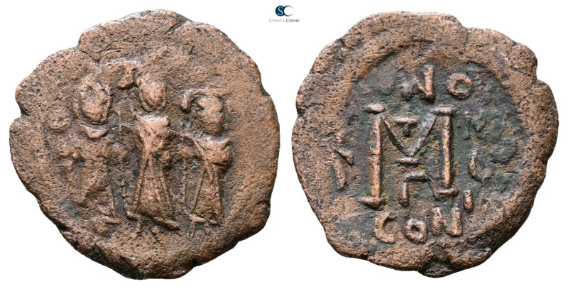 Heraclius, with Martina and Heraclius Constantine AD 610-641. Constantinople
Fo...