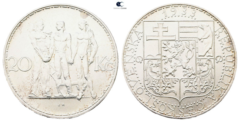 Czechoslovakia. AD 1933. 
20 Korun 1933

 mm, 12,0 g



Uncirculated