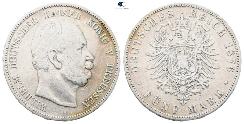 Germany. Preußen AD 1876. 
5 Mark 1876 A

 mm, 27,7 g



Very Fine