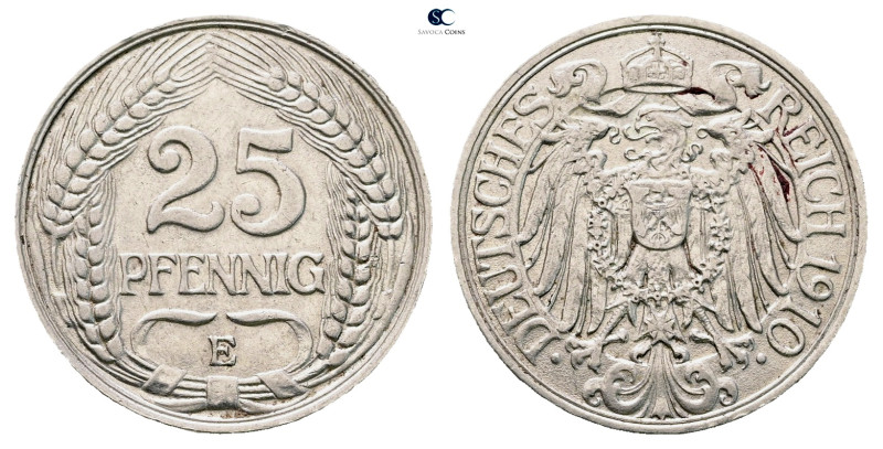 Germany. AD 1910. 
25 Pfennig 1910 E

 mm, 5,0 g



Extremely Fine