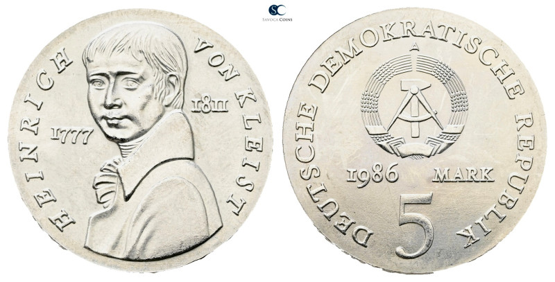 Germany. AD 1986. Heinrich von Kleist
5 Mark 1986

 mm, 12,2 g



Uncircu...