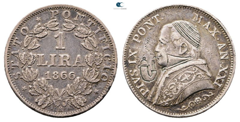 Papal States (Vatican). AD 1866. 
1 Lira

 mm, 5,0 g



as pictured