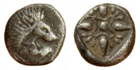 IONIA - MILETO (circa 510-494 a.C.) 1/12 DI STATERE gr.1,17 - D/Testa di leone a d. con fauci aperte R/Entro quadrato incuso una stella con motivi flo...