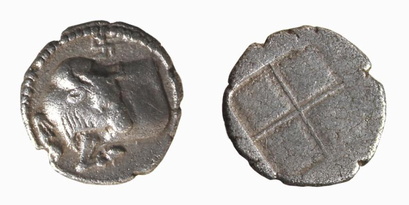 MACEDONIA - AKANTHOS (circa 470-390 a.C.) TETROBOLO gr.2,2 - D/Protome di toro a...