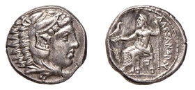MACEDONIA - AMPHIPOLIS (336-323 a.C.) TETRADRAMMA gr.16,9 - D/Testa di Alessandro a d. con copricapo in pelle leonina R/Zeus seduto a s. con scettro e...