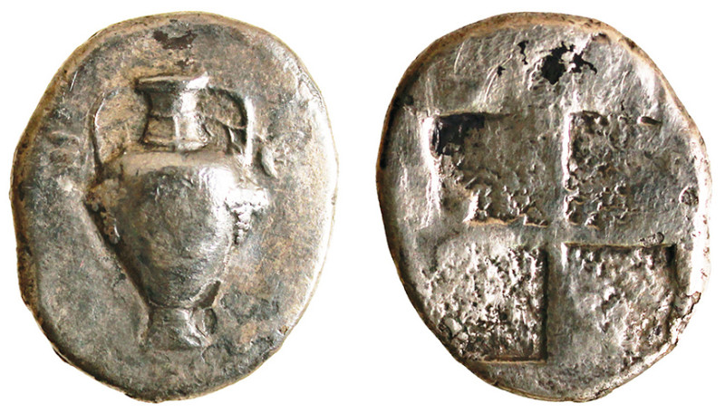 MACEDONIA - TERONE (circa 490-480 a.C.) TETRADRAMMA gr.13,0 - D/Anfora vinaria o...