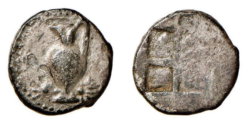 MACEDONIA - TERONE (circa 500-480 a.C.) TETROBOLO gr.2,3 - D/Entro cerchio perli...