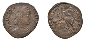 CELTI - IMITAZIONE BARBARICA DI COSTANZO II (337- 361) FOLLIS - D/Busto diademato a d. R/L'Imperatore trafigge un nemico a cavallo - Ae - BB+
