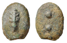 UMBRIA - TUDER (225-213 a.C.) SESTANTE gr. 32,4 - D/Clava R/I due globi del valore - Ae -T&V.172 qSPL