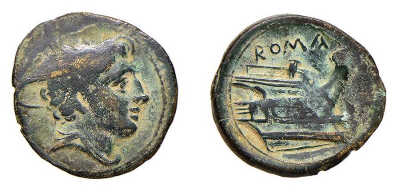 ROMA - SERIE SEMILIBRALE STANDARD (217-215 a.C.) SEMUNCIA gr.3,6 - D/Testa di Me...