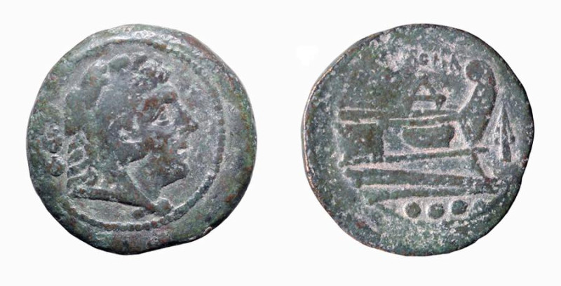 ROMA - SERIE DELLA PUNTA DI LANCIA (circa 209 a.C.) QUADRANTE gr.9,8 - D/Testa d...