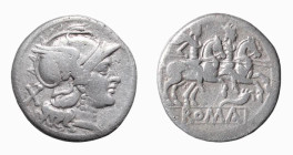 ROMA - ANONIME CON SIMBOLI (211-170 a.C.) DENARIO - Simbolo Cornucopia - D/Testa elmata di Roma a d. con dietro il simbolo del valore X R/I dioscuri c...
