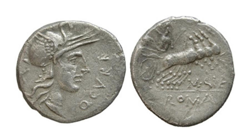 CURTIA (116-115 a .C.) Q.Curtius - DENARIO - D/Testa di Roma a con davanti Q.CVR...