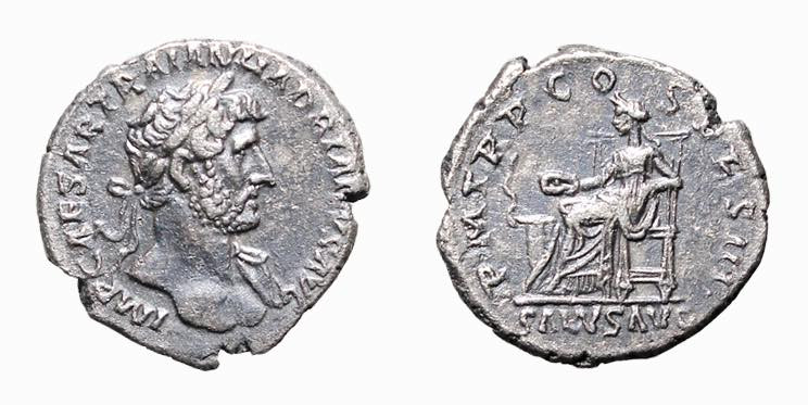 ADRIANO (117-138) DENARIO - D/Busto laureato a d. con drappeggio sulla spalla s....