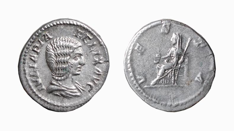 GIULIA DOMNA - Moglie di Settimio Severo (†217) DENARIO - D/Busto drappeggiato a...