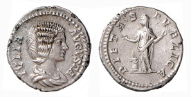 GIULIA DOMNA - Moglie di Settimio Severo (†217) DENARIO - D/Busto a destra IVLIA AVGVSTA R/La Pietas stante davanti ad un altare PIETAS PVBLICA - Ar -...