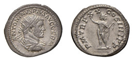 CARACALLA (198-217) ANTONINIANO - D/Busto radiato e drappeggiato a d. ANTONINVS PIVS AVG GERM R/Il Sole stante a s. seminudo alza il braccio d. in seg...