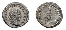 CARACALLA (198-217) DENARIO - D/Testa laureata a d. ANTONINVS PIVS AVG GERM R/Esculapio in piedi a d. con la testa rivota indietro, regge in mano una ...