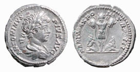 CARACALLA (196-217) DENARIO - D/Busto laureato e drappeggiato a d. ANTONINVS PIVS AVG R/Il trofeo con sotto seduti due prigionieri PART MAX PONT TR P ...