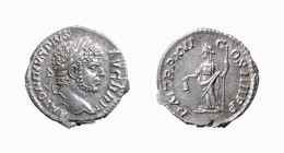 CARACALLA (196-217) DENARIO - D/Testa laureata a d. ANTONINVS PIVS AVG BRIT R/La Libertas stante a s. mentre tiene pileo e una lunga verga. P M TR P X...