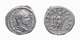 CARACALLA (196-217) DENARIO - D/Testa laureata a d. ANTONINVS PIVS AVG BRIT R/Caracalla stante a d. con una lancia con dietro due stendardi. PROFECTIO...