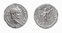 CARACALLA (196-217) DENARIO - D/Testa laureata a d. ANTONINVS PIVS AVG BRIT R/Ercole stante a s. mentre tiene un ramo e una clama e la pelle di leone....