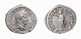 CARACALLA (196-217) DENARIO - D/Testa laureata a d. ANTONINVS PIVS AVG BRIT R/Serapis stante a s., alza la mano e tiene lo scettro. P M TR P XVI - COS...