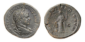 CARACALLA (198-217) SESTERZIO gr.28,4 - D/Busto laureato a d. MAVREL ANTONINVS PIVS AVG BRIT R/La Providentia stante con asta, ai suoi piedi il globo ...