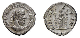 MACRINO (217-218) DENARIO - D/Busto corazzato e laureato a d. IMP C M OPEL SEV MACRINVS AVG R/La Fides stante tra 2 insegne FIDES MILITVM - Ar - RIC 6...