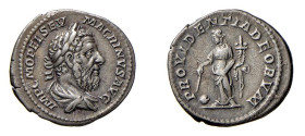 MACRINO (217-218) DENARIO - D/Busto laureato e drappeggiato a d. IMP C M OPEL SEV MACRINVS AVG R/La Providentia stante a s. con bacchetta nella mano d...