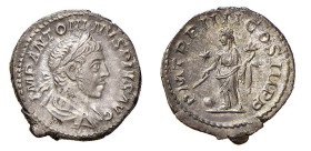 ELIOGABALO (218-222) DENARIO - D/Busto laureato e drappeggiato a d. IMP ANTONINVS PIVS AVG R/La Providentia stante a d. con bacchetta cornucopia, in a...