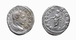 ELIOGABALO (218-222) DENARIO - D/Busto laureato e drappeggiato a d. IMP ANTONINVS PIVS AVG R/La Providentia stante a s. con le gambe incrociate mentre...
