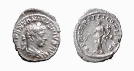 ELIOGABALO (218-222) DENARIO - D/Busto laureato e drappeggiato IMP ANTONINVS PIVS AVG R/La Providentia in piedi a s., tiene la bacchetta sopra il glob...