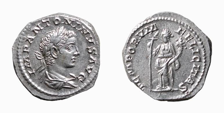 ELIOGABALO (218-222) DENARIO - D/Busto drappeggiato e laureato a d. IMP ANTONINV...