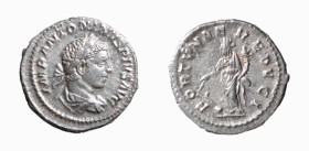 ELIOGABALO (218-222) DENARIO - D/Busto drappeggiato e laureato a d. IMP ANTONINVS PIVS AVG R/La Fortuna stante a s. con in basso davanti un timone su ...