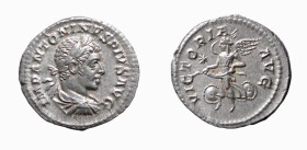 ELIOGABALO (218-222) DENARIO - D/Busto drappeggiato e laureato a d. IMP ANTONINVS PIVS AVG R/La Vittoria drappeggiata, in volo verso d. tiene la ghirl...