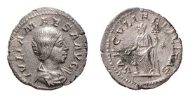 GIULIA MAESA - Nonna di Eliogabalo (†223) DENARIO - D/Busto a destra IVLIA MAESA AVG R/La Felicitas stante a s. con patera e asta con caduceo. A s. un...