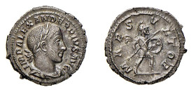 ALESSANDRO SEVERO (222-235) DENARIO - D/Busto radiato, drappeggiato e corazzato a d. IMP ALEXANDER PIVS AVG R/Marte cammina a d. con lancia e scudo. M...