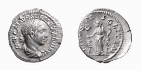 ALESSANDRO SEVERO (222-235) DENARIO - D/Busto laureato e drappeggiato a. d. IMP C M AVR SEV ALEXAND AVG R/La Fides stante a s. con due insegne FIDES M...