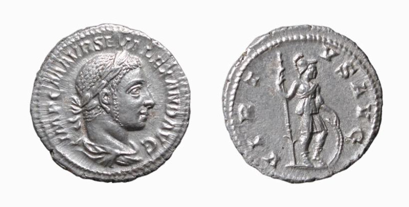 ALESSANDRO SEVERO (222-235) DENARIO - D/Busto laureato e drappeggiato a d. IMP C...