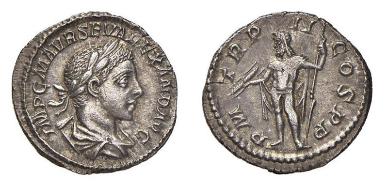 ALESSANDRO SEVERO (222-235) DENARIO - D/Busto drappeggiato e laureato a d. IMP C...