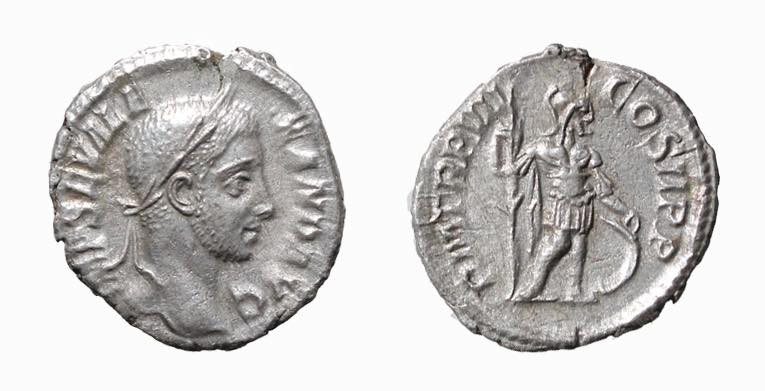 ALESSANDRO SEVERO (222-235) DENARIO - D/Busto drappeggiato e laureato a d. IMP S...