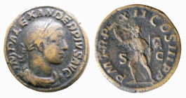 ALESSANDRO SEVERO (222-235) SESTERZIO gr.20,6 - D/Busto laureato e corazzato a d. IMP ALEXANDER PIVS AVG R/Il Sole avanza a s. con in mano ghirlanda e...
