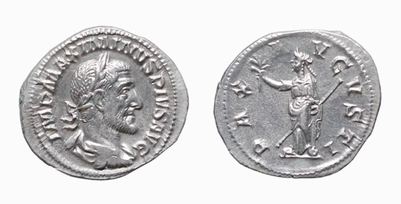MASSIMINO I (235-238) DENARIO - D/Busto laureato, drappeggiato e corazzato a d. ...