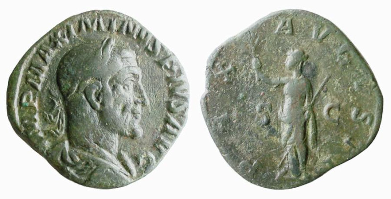 MASSIMINO I (235-238) SESTERZIO gr.17,9 - D/Busto laureato e paludato a d. MAXIM...