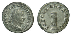 FILIPPO I (244-249) ANTONINIANO - D/Busto radiato a d. IMP PHILIPPVS AVG R/Cippo con la scritta COS=III in legenda SAECVLARES AVGG - Ar - C.193var BB+...